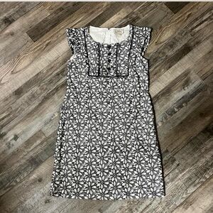 ECI Black and White Sheath Dress with Flutter Cap Sleeves